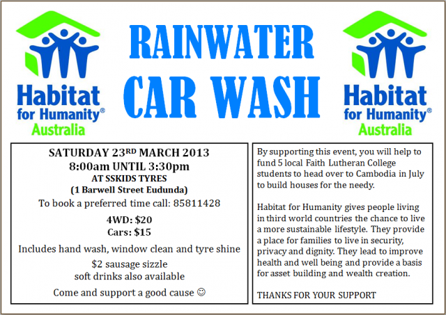 Habitat Car Wash 23 Mar 2013 Advert