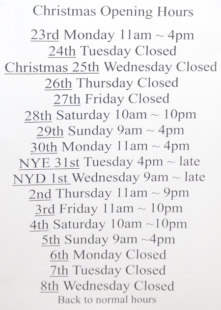 A.E.T. Christmas Trading Times