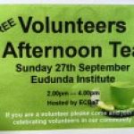 Free Volunteers Afternoon Tea 27th Sept 2015