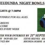 Eudunda Night Bowls – Register Interest by 21st Sept 2018