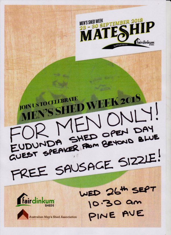 Mens Shed Week - Mateship Poster 26th Sept 2018