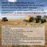 4 Experienced Casual Farm Workers Required at Mount Bryan