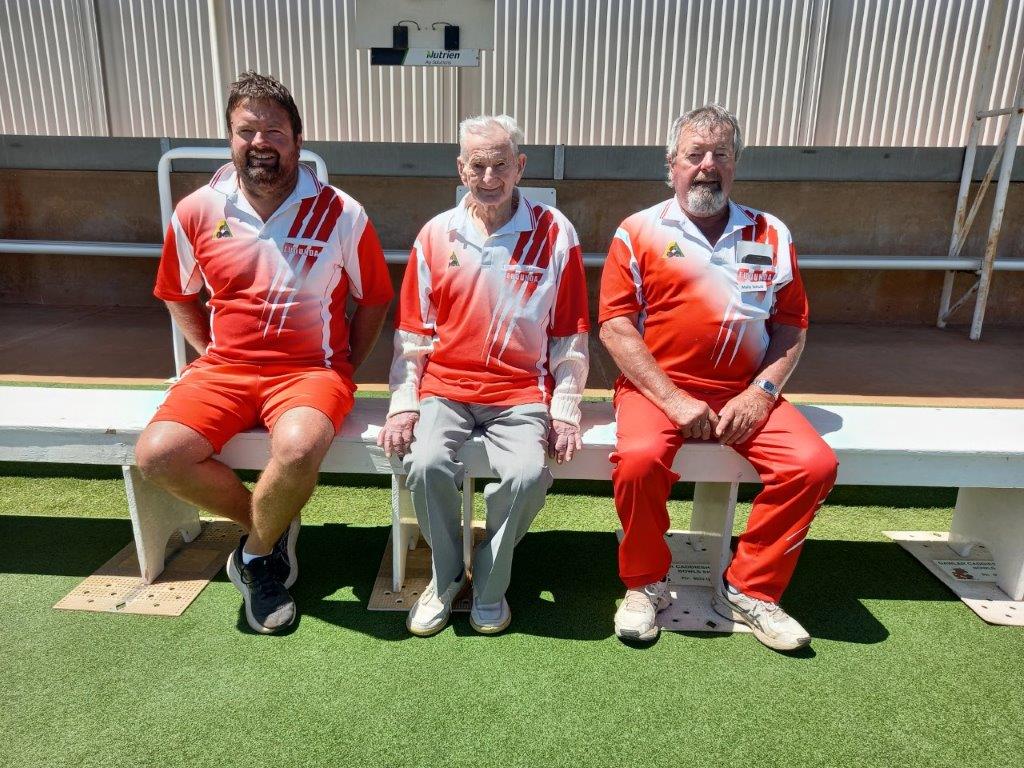 Eudunda Bowling Club -Three generations Kym Schutz, Gordon Schutz and Mally Schutz