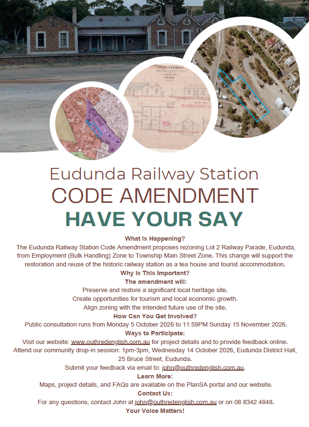 Eudunda Railway Station - Community Consultation - Drop In - 14th Oct 2026
