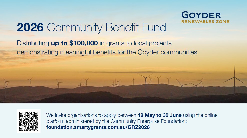 Goyder Renewables Zone - 2026 Community Benefit Fund Opens Today 18th May 2026